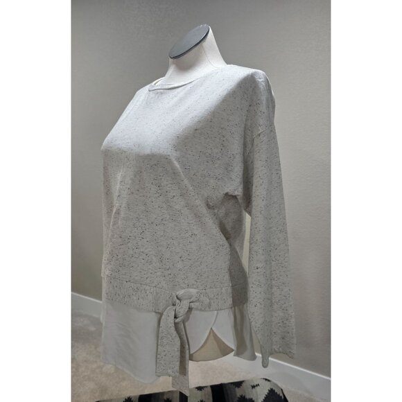 Loft Womens Speckled Knit Long Sleeve Top With Tie Hem & Layered Hem Detail - Picture 4 of 7